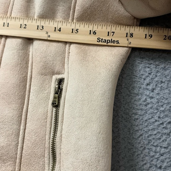 Guess Jacket Womens Medium Beige Faux Leather Fur Long Sleeve Full Zip C… - Picture 9 of 13
